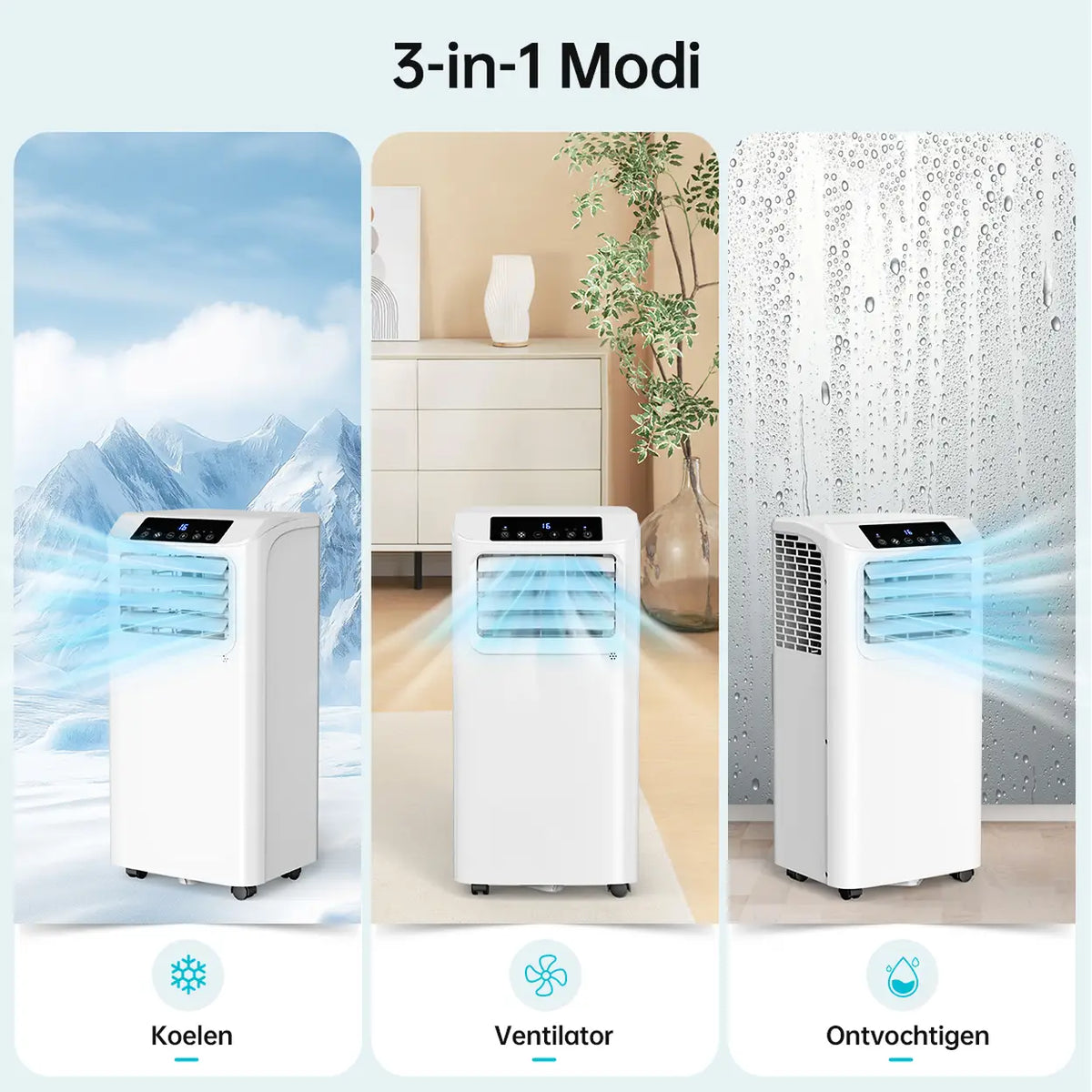 Humhold Mobile Klimaanlage 9000 BTU – 3-in-1: Kühlen, Entfeuchten und Belüften – bis zu 33 m²