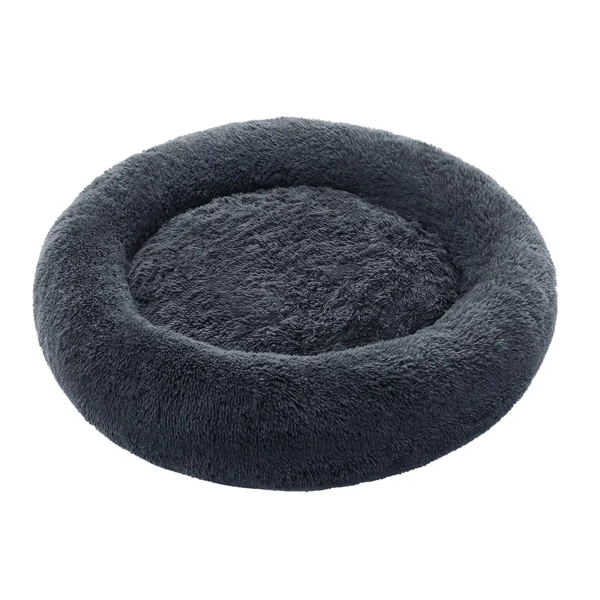 Joyfurnos Donut-Hundekorb „Fluffy“ – beruhigend – abnehmbarer, waschbarer Bezug – 100 cm – Dunkelgrau