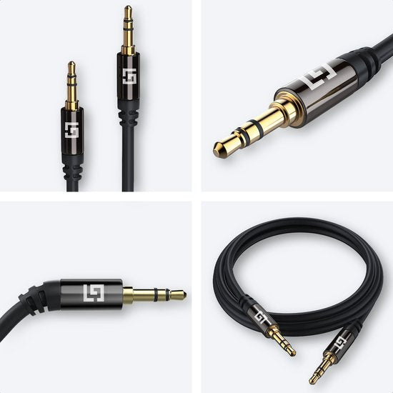 LifeGoods AUX-Kabel - Audiokabel 0,5 m - 3,5 mm - Stecker zu Stecker - Schwarz