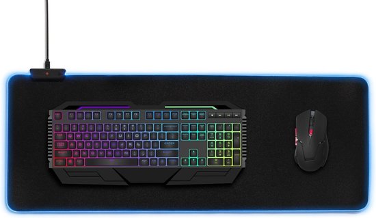 DUTCH ORIGINALS Gaming Mousepad XXL - RGB-LED-Beleuchtung - 9 Farben - einstellbare Helligkeit - Anti-Rutsch - 80 x 30 cm