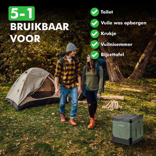 Travelhawk Campingtoilette - Tragbar & faltbar - Inklusive 12 biologisch abbaubaren Beuteln - Ideal für Camping, Festivals & Outdoor
