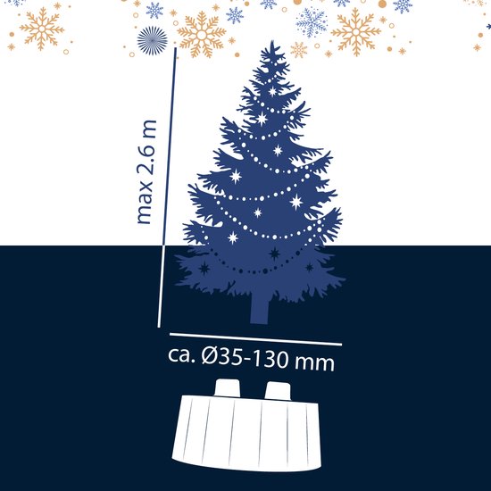 Arti Casa Weihnachtsbaumständer - Weihnachtsbaumsockel für echten Weihnachtsbaum - Weihnachtsbaumständer für Innenräume - Stämme zwischen 35 - 130 mm