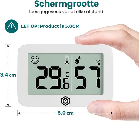 Ease Electronicz Hygrometer & Thermometer - Wetterstation - Luftfeuchtigkeitsmesser - Raumthermometer - inkl. Batterie und Klebestreifen