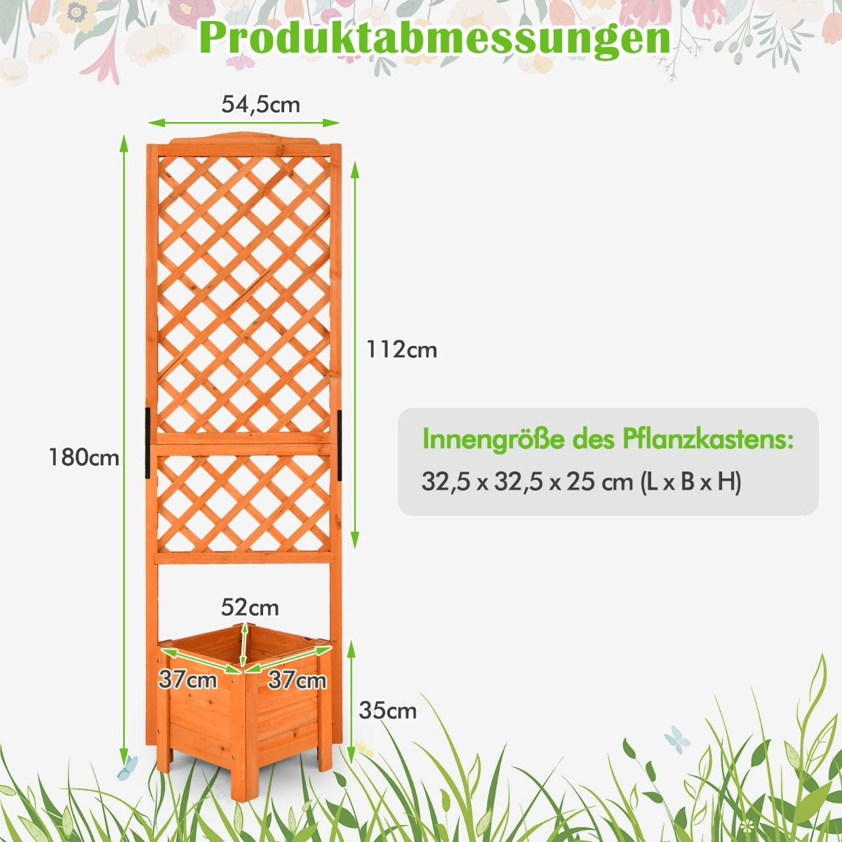 Coast Plant Box 180 cm High Garden Bed met trellis oranje
