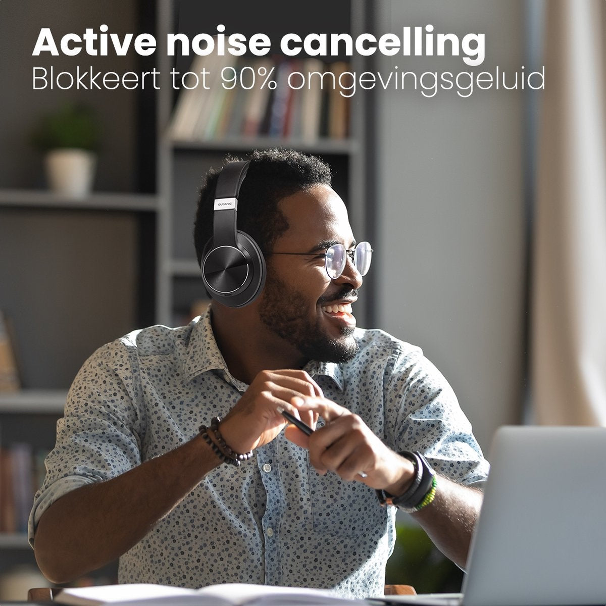 Auronic QuietSound Bluetooth-Kopfhörer kabellos - Over-Ear - aktive Geräuschunterdrückung - Mikrofon - inkl. Tragetasche - Schwarz