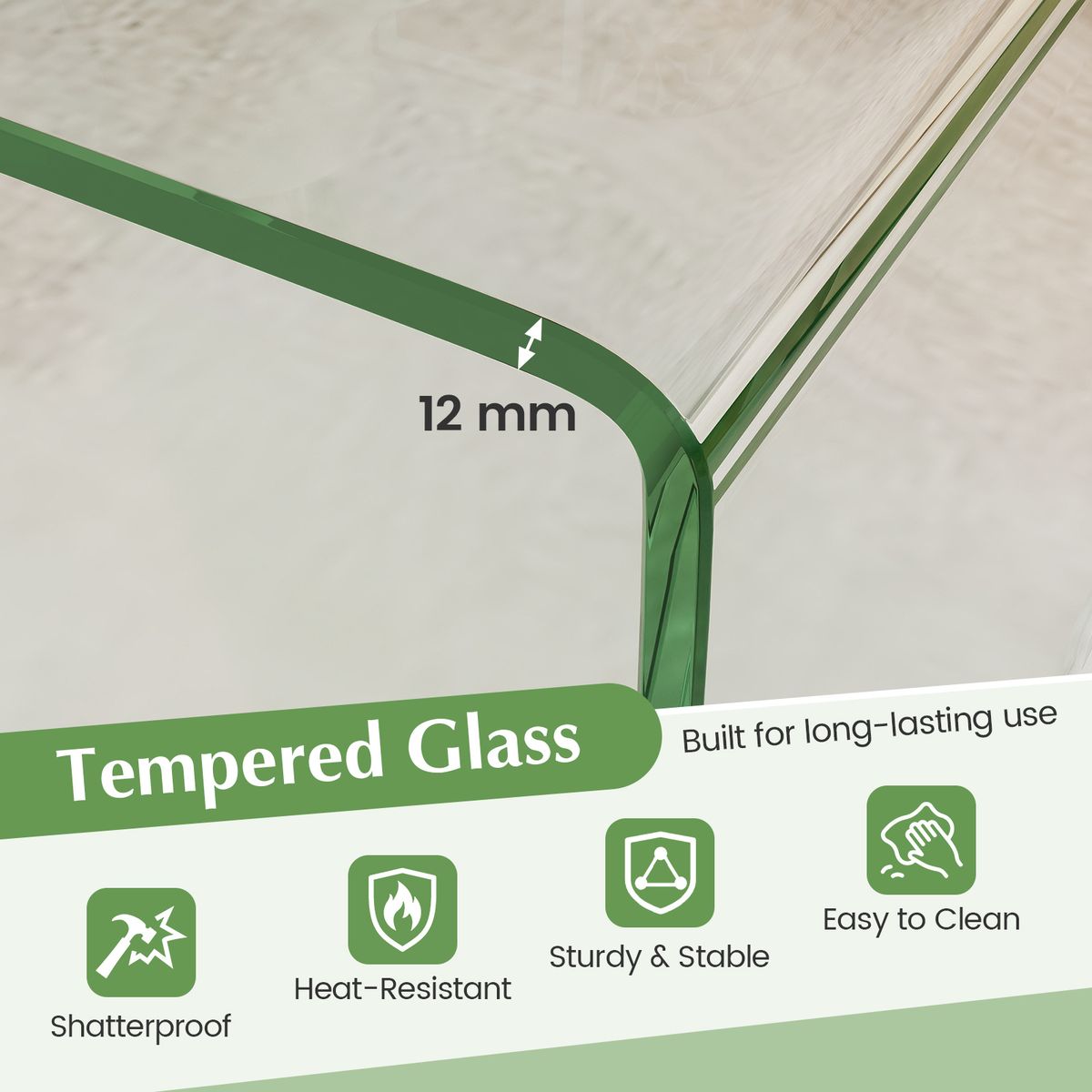 Coast Couchtisch – U-förmiger Beistelltisch – gehärtetes Glas – 81,5 x 42 x 40 cm – transparent