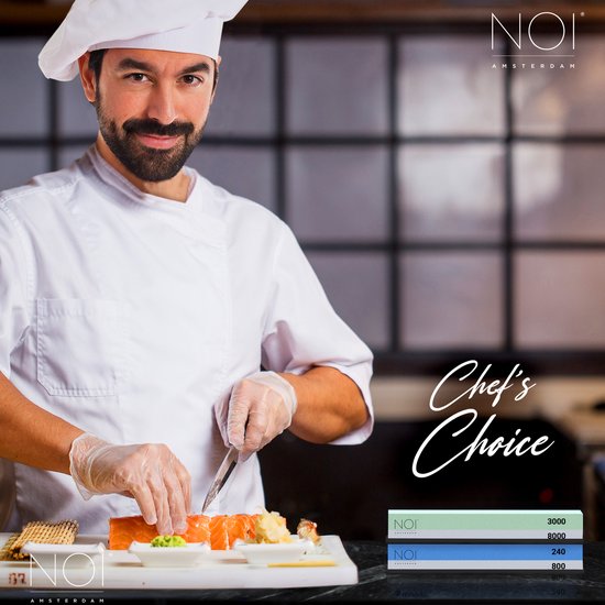 NOI Amsterdam - Luxuriöser doppelseitiger Wetzstein - Messerschärfer - Wetzstein - 240/800 3000/8000 - Küchenzubehör