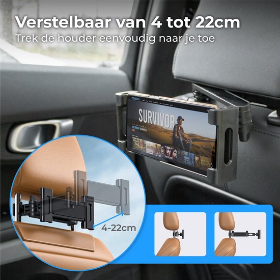 Nuvance - Tablet-Halterung Auto - Neigen & Drehen - Tablet-Halterung - Kopfstützenhalterung - Geeignet für Nintendo Switch & Phone