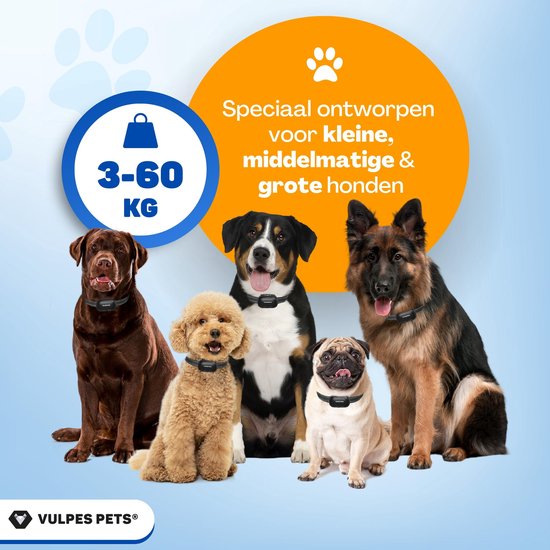 Vulpes Goods® - Pets - Anti-Bell-Halsband Max mit Fernbedienung - 3-in-1 Erziehungshalsband ohne Schock - manuell & automatisch - wiederaufladbar - Vibration, Audio & Ultraschall