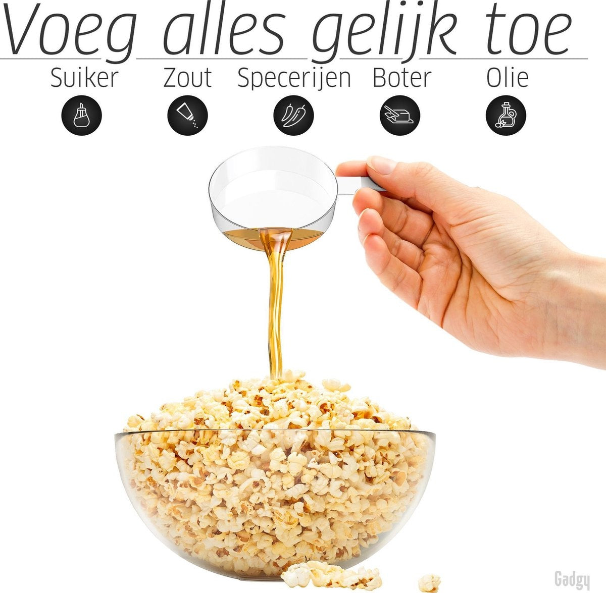 Gadgy Popcornmaschine - Heißluft-Popcorn-Maschine - 1100 Watt - mit Messlöffel - Kinderparty