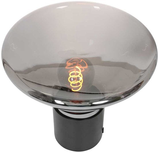 Tischlampe Ambiance 3401ZW Schwarz, 25 cm hoch, 26 cm Durchmesser, aus Elektronik, Glas und Metall, Steinhauer, zeitgenössisches Design für den Innenbereich