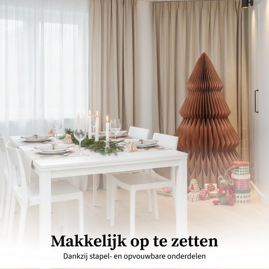 Mica Decorations Papier-Weihnachtsbaum – Zusammenklappbarer künstlicher Weihnachtsbaum – H 152 x Ø 104 cm – Weihnachtsdekoration – FSC Mix – Braun