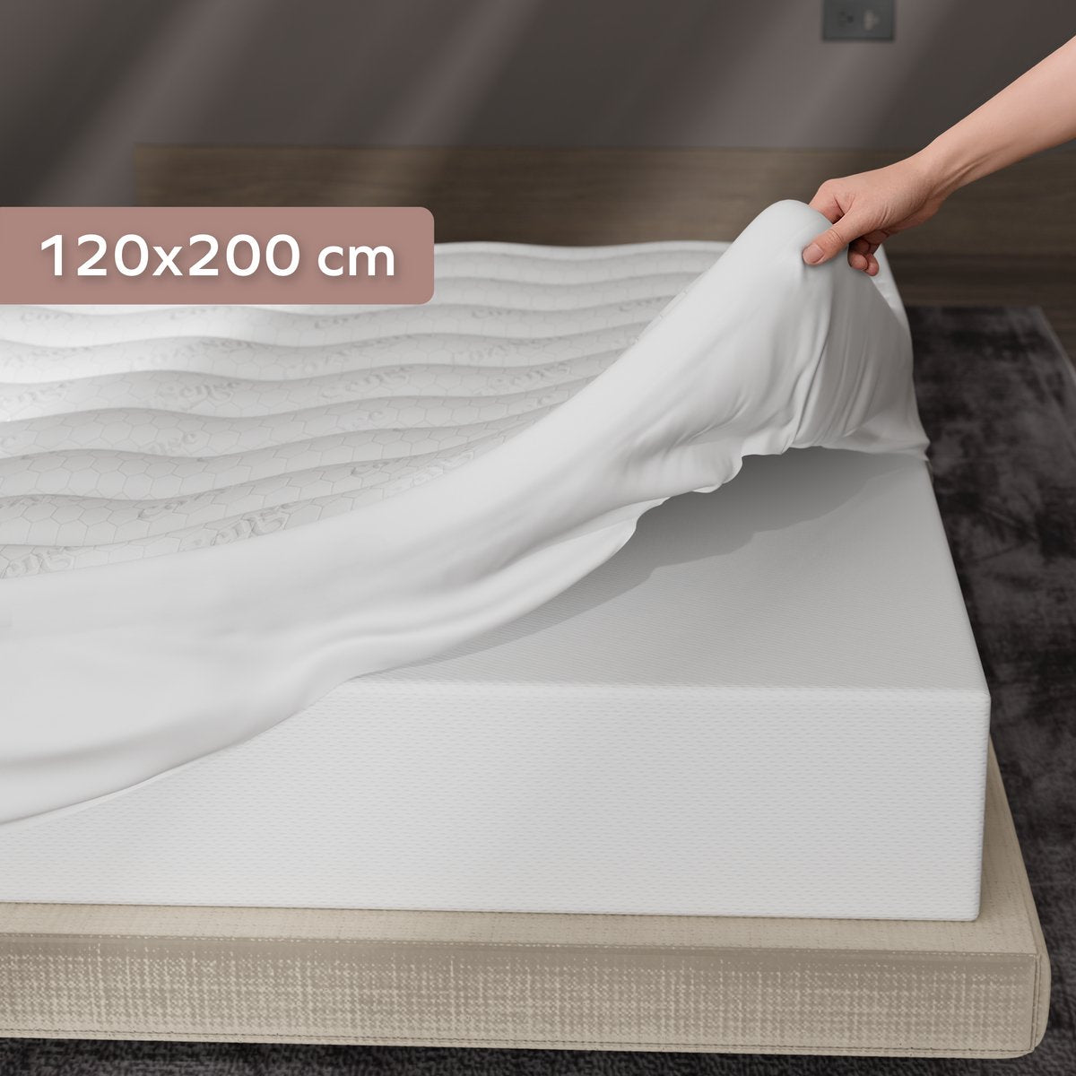 Cozysense Topper 120 x 200 – Memory-Schaum-Matratzenauflage mit gelinfundierter Eierkarton-Struktur – 3 cm – Weiß