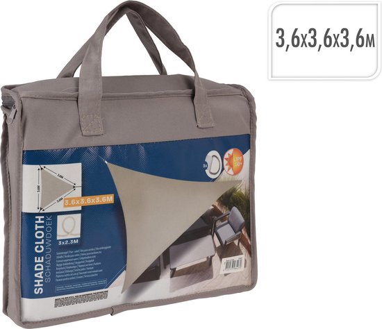 Sonnenschutzvlies UV50+ dreieckig taupe 3,6 x 3,6 x 3,6 m Gartensonnenschutz