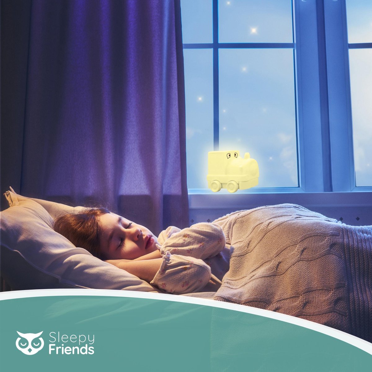 Sleepy Friends Train Nachtlicht Kinderzimmer - Dimmbares LED-Nachtlicht 8 Farben - 95.2 x 97.4 x 100 mm - Grau - Inklusive Fernbedienung