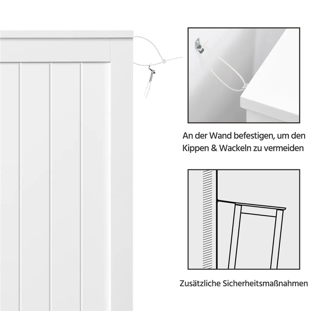 Yaheetech Badezimmerschrank mit 4 Schubladen und verstellbaren Einlegeböden – Weiß – 66 x 35 x 90 cm