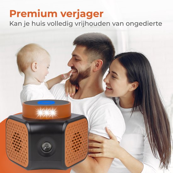 Nuvance Mäusevergrämer – Ultraschall-Vergrämer – Ratten- und Schädlingsvergrämer – 360 Grad & 4 Modi – Mäusebekämpfung – Orange