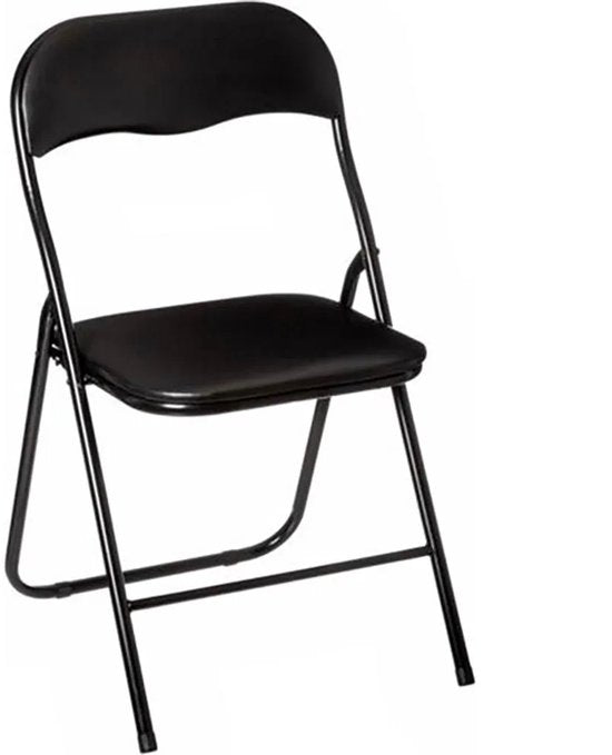 Klappstuhl mit PVC-Sitzfläche – Schwarz – 44 x 48 x 79 cm – Metall – Beistellstühle – Zusammenklappbar
