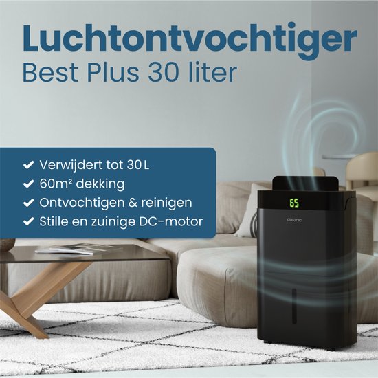 Auronic Luftentfeuchter und Luftreiniger - Better Plus Serie - Entfeuchtet 30L pro Tag - 5L Wassertank - Schlafzimmer, Badezimmer, Wohnzimmer und Büro - Feuchtigkeitsfresser für den Haushalt - Schwarz