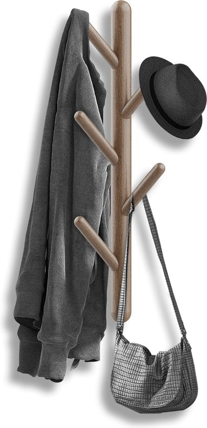 Bayt Wandgarderobe - Garderobenständer - Garderobenständer Holz - Garderobenständer - 5 Haken - Braun