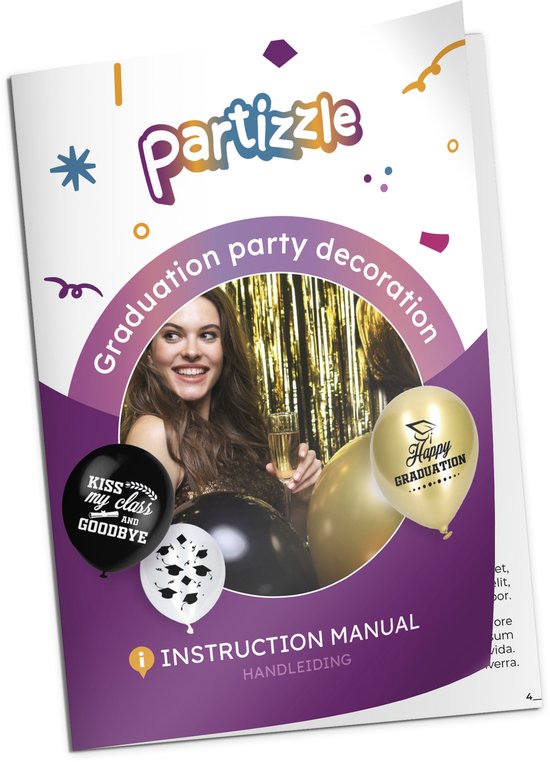 Partizzle Graduated Party Decorations Artikel - Girlande & Luftballons - Hurra Graduation Party - Graduation Party Artikel - XL