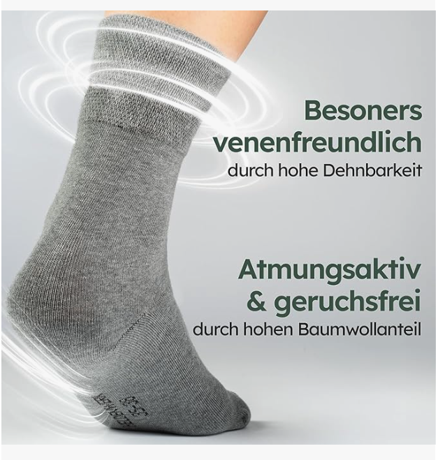 HELDENWERK – Gesundheitssocken & Diabetikersocken – 6 Paar – Graue Baumwolle – Ohne eng anliegendes Bündchen & nahtlos – Größe 43–46 – Druckentlastend & atmungsaktiv – Unisex