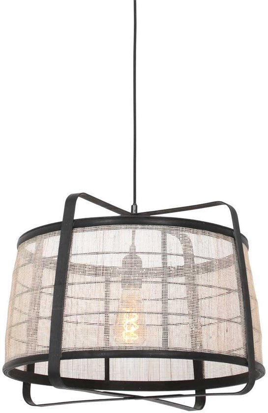 Anne Lighting – Hängeleuchte – Capos – schwarz – Holz und Stoff – Ø 48 cm – E27 – 3511ZW