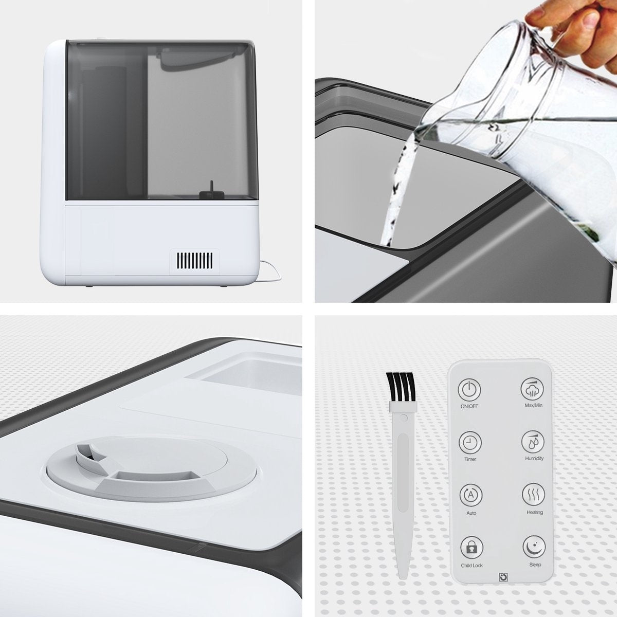 Auronic Luftbefeuchter - 3 Wärmestufen - 6L Tankkapazität - 70m2 - Wasserfilter inklusive - Weiß