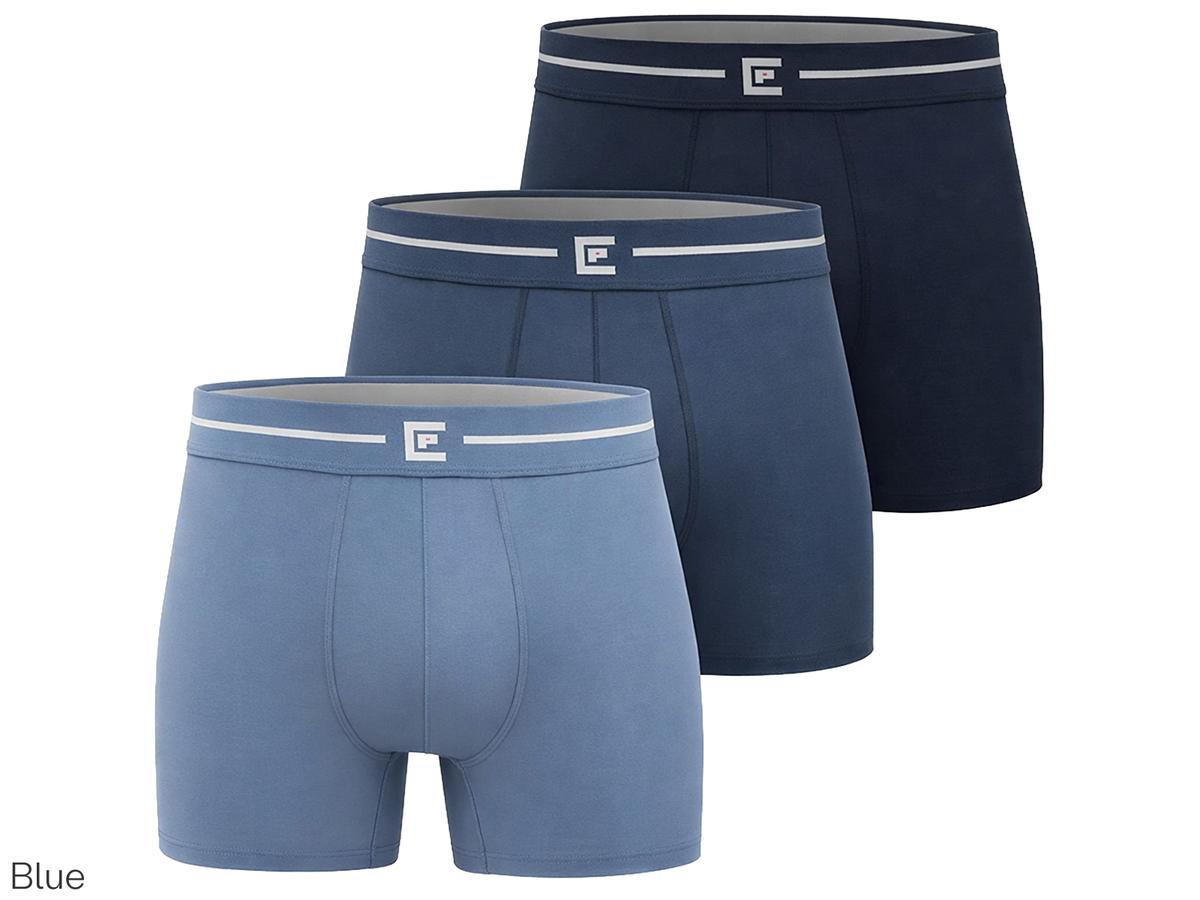 Bamboo Elements Boxershorts für Herren – 3er-Pack – dunkle Farben – Größe M