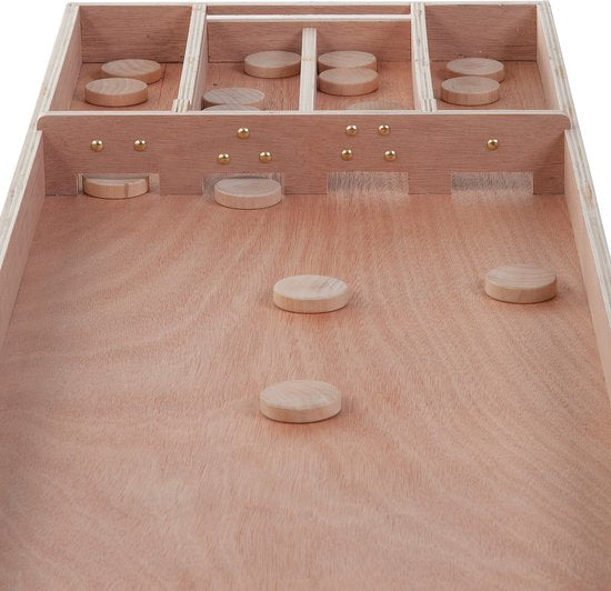 Shuffleboard-Wettkampfmodell aus Holz, 200 cm – inklusive 30 Shuffleboard-Steine – Shuffleboard aus Multiplex-Holz für zu Hause und die Freizeit – Gesellschaftsspiel – Longfield