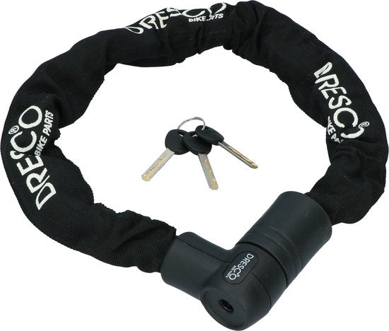 Dresco Kettenschloss ART 4 – ART 4 versicherungsgeprüft – Roller-Schloss – Motorrad-Schloss – Fahrrad-Schloss – 90 cm lang – 10,5 mm Durchmesser – Schwarz