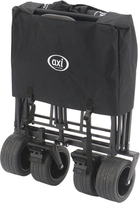 AXI AB131 Zusammenklappbarer Handwagen – Schwarz – Mit Zugstange, Bremsen und Schutzhülle – 100 kg Tragkraft – Einfach zu transportieren – Metall