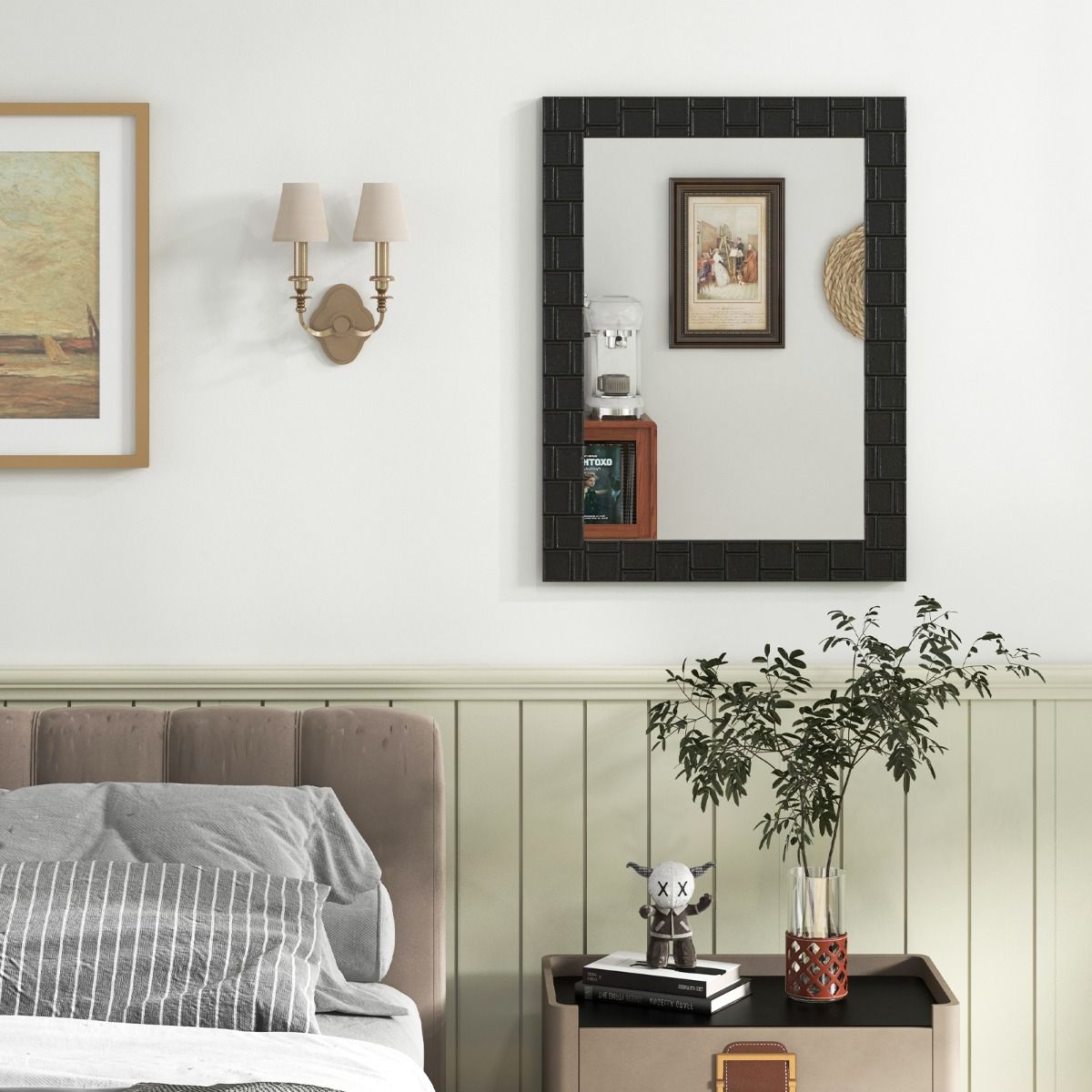 Coast Wandspiegel – rechteckig – Holzrahmen – vertikal und horizontal aufhängbar – schwarz – 80 x 60 cm