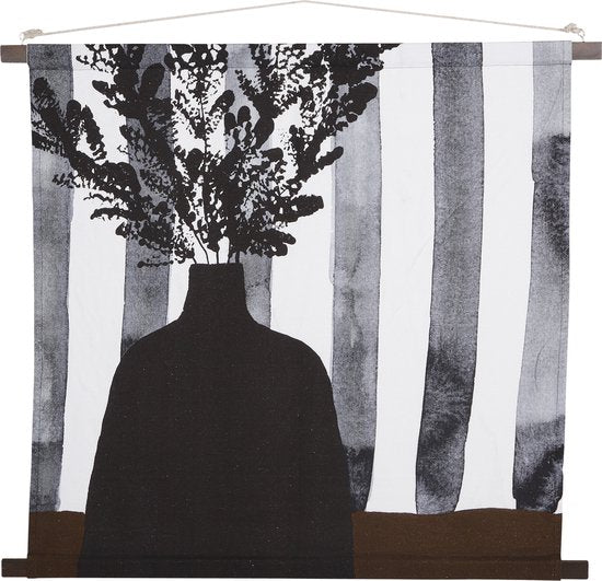 In The Mood Collection Wanddekoration Blumen - L98 x B90 cm - Baumwolle - Schwarz