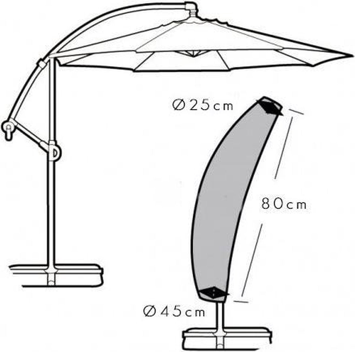ProGarden Luxe Schwimmende Sonnenschirmabdeckung 25x45x220 cm - Schwarz