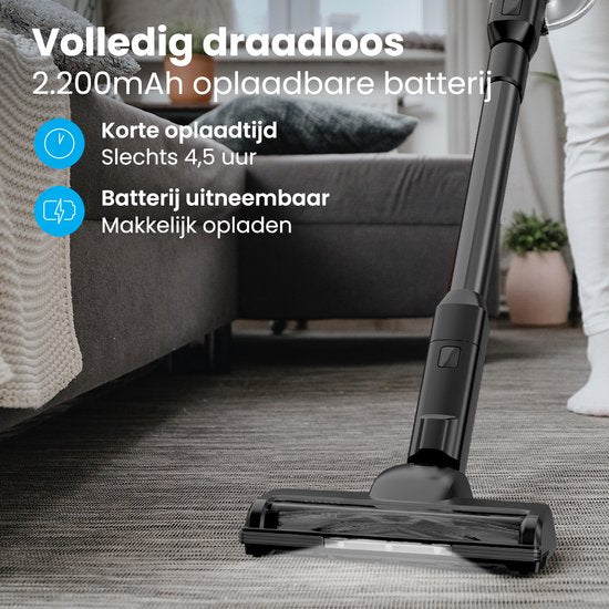 Auronic Stabstaubsauger Cordless - Selbststehender Stabstaubsauger - Ohne Beutel - 220W - Staubsauger - Schwarz