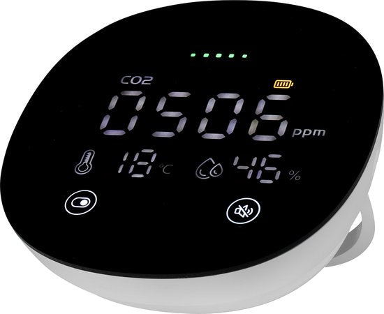 Smartwares FGA-13950 Luftqualitätsmonitor - CO₂-, Kohlendioxid-, Temperatur- und Luftfeuchtigkeitsmonitor - 10 Jahre Sensor und Batterie - LED-Farbanzeige, Lüftungsalarm - für Haus, Büro, Schlafzimmer, Schule, gesundes Raumklima