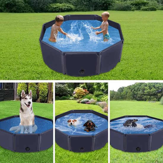 Yaheetech Faltbares Hundeschwimmbecken Ø 100 cm – PVC – rutschfest – mit Bürste/4 Flicken – Blau