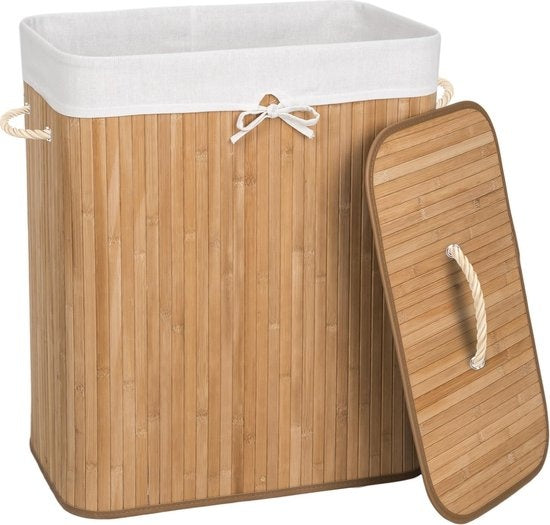 tectake - Wäschekorb aus Bambus inkl. Wäschesack 100L natur 401834