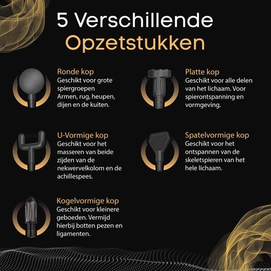 Revolt - Mini-Massagepistole - Inklusive 5 Aufsätze - Inklusive Adapter - 6 Geschwindigkeitsstufen - Muskelerholung & Muskelentspannung