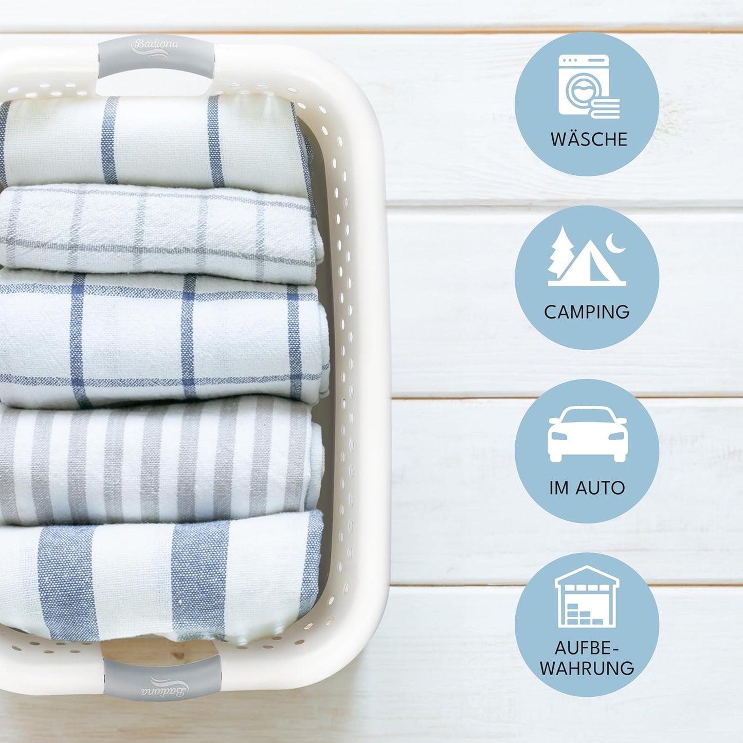 BADIONA 2er-Set faltbare Wäschekörbe 36L - Grau/Weiß - 61 x 45 x 27 cm - platzsparend und multifunktional