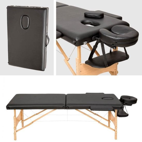 Mobile Massageliege - Abdeckung 5cm - 2 Zonen + Tragetasche schwarz