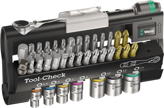 Wera 05073220001 38-teiliges Tool-Check 1 SB Bit-/Steckschlüssel-Ratschen-Set