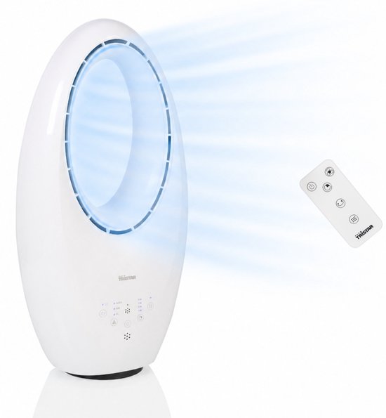 Tristar VE‑5717 kabelloser Ventilator – 60 W – 3 Stufen – Timer – Fernbedienung – Weiß
