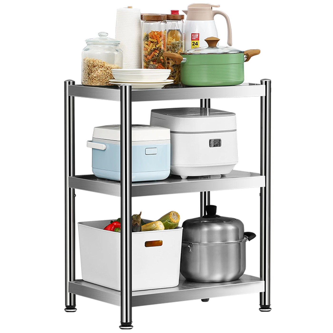 Cooker King 3-stöckiges Küchenregal für die Mikrowelle – ausziehbares Regal – höhenverstellbar – 80 × 35 × 60 cm