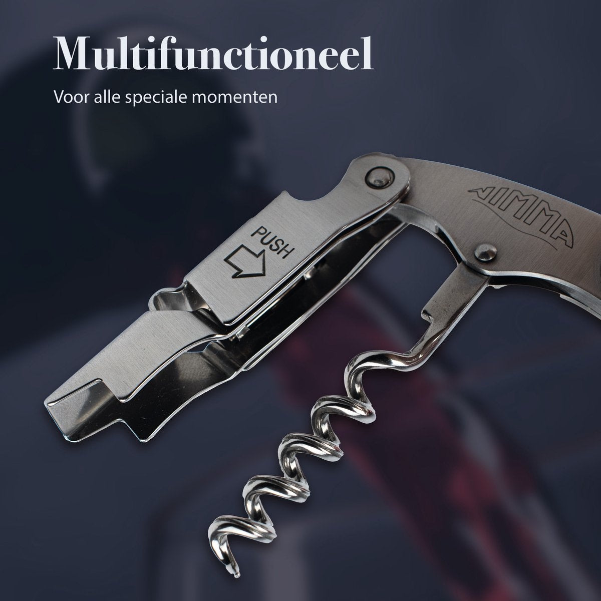 NimmaÂ¬Ã† Korkenzieher - Multifunktional - Weinöffner - Kellnermesser - Wein-/Bierzubehör - Ã–ffner - Edelstahl