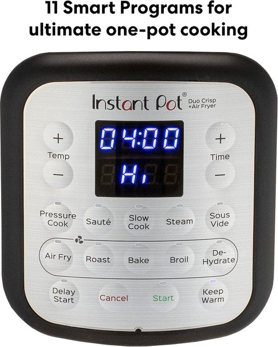 Instant Pot Duo Crisp 7,6 l Multikocher + Heißluftfritteuse – 11-in-1-Schnellkochtopf – Slow Cooker – Sous-vide – Heißluftfrittieren – Zwei-Deckel-System – Bis zu 8 Portionen