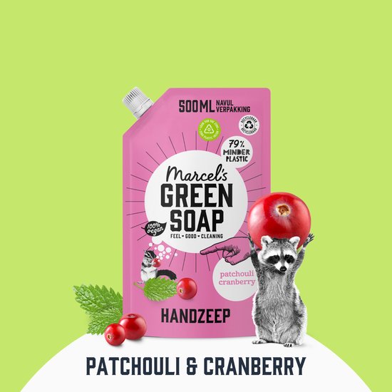 Marcel's Green Soap Handseife Nachfüllpackung – Patchouli & Cranberry – 500 ml