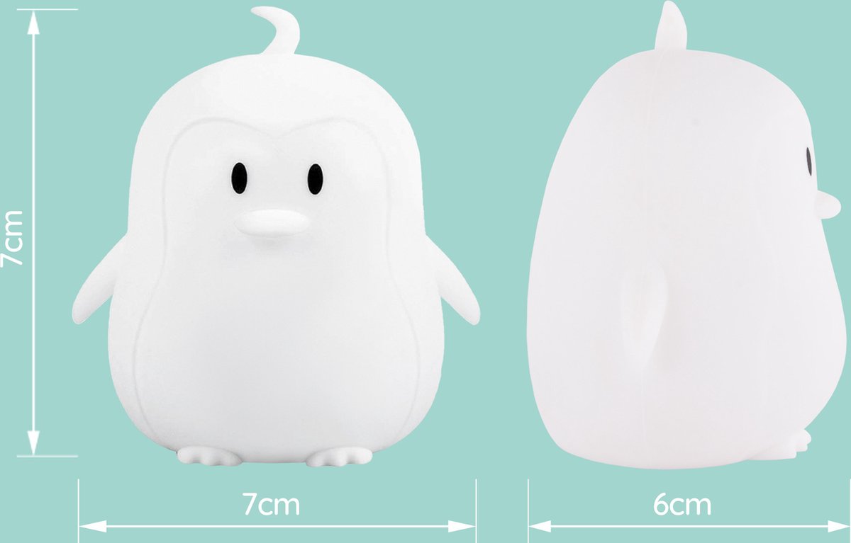 Sleepy Friends Pinguin-Nachtlicht für Kinder - 8 Farben LED - dimmbar & Touch - USB aufladbar - 95.2 x 97.4 x 100 mm - weiches Silikon