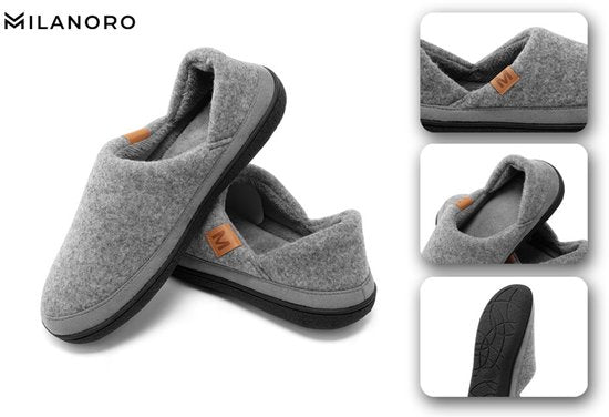 Milanoro - Bequeme, warme Herren Hausschuhe - Navy - 41-42